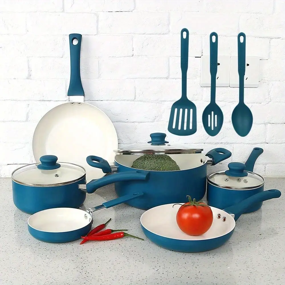 Ceramic aluminum 12-piece cookware set non-stick cookware to meet all kinds of cooking needs, suitable for warm family gifts
Ceramic aluminum 12-piece cookware set non-stick cookware to meet all kinds of cooking needs, suitable for warm family gifts