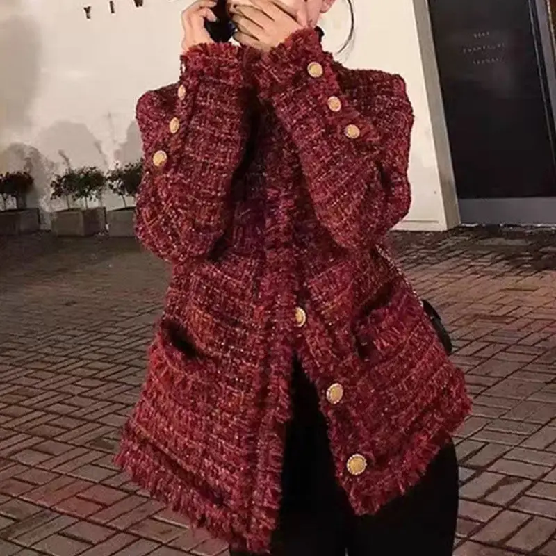 Tweed Jacket 2023 New Style Korean Temperament Red Coat Female Spring And Autumn Fashion O-Neck Long Sleeve Women Outerwear Z511
Tweed Jacket 2023 New Style Korean Temperament Red Coat Female Spring And Autumn Fashion O-Neck Long Sleeve Women Outerwear Z511