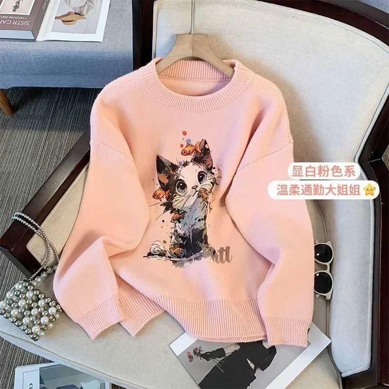 Cat Printed Long Sleeve O Neck Loose Knitted Sweater Women Jumper Autumn 2024 Casual Pullover Clothes Japanese Fashion Tops Ins
Cat Printed Long Sleeve O Neck Loose Knitted Sweater Women Jumper Autumn 2024 Casual Pullover Clothes Japanese Fashion Tops Ins
