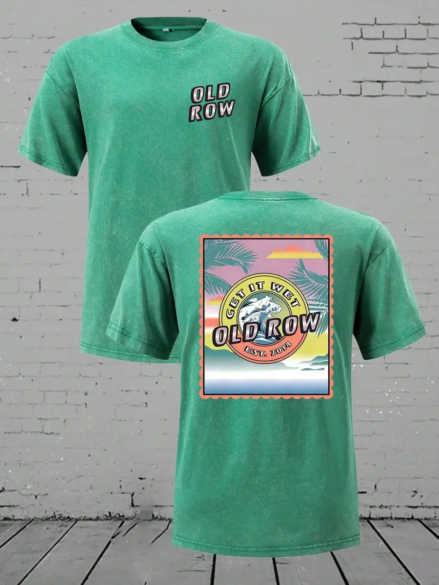 Washed Retro Cotton Tee Loose Crew Neck Casual Beach Themed Print
Washed Retro Cotton Tee Loose Crew Neck Casual Beach Themed Print