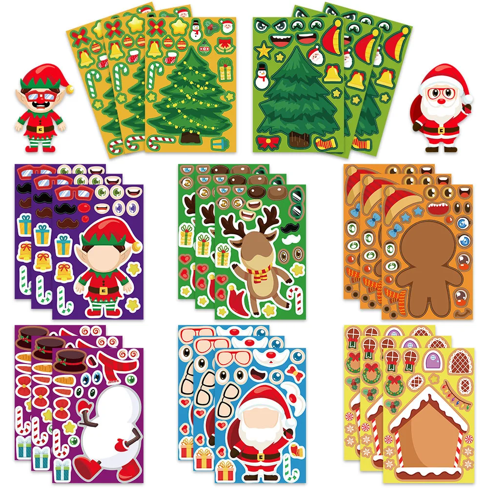 8/16Sheets Christmas Make a Face Puzzle Stickers Funny Festival Cartoon Decal Decoration Notebook Phone Guitar Classic Kid Toys
8/16Sheets Christmas Make a Face Puzzle Stickers Funny Festival Cartoon Decal Decoration Notebook Phone Guitar Classic Kid Toys