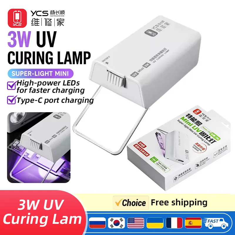 YCS UV Mini 3W Curing Lamp Portable Type-C Rechargeable UV Light Fast UV Curing for Phone PCB Green Oil Glue and Screen Repair
YCS UV Mini 3W Curing Lamp Portable Type-C Rechargeable UV Light Fast UV Curing for Phone PCB Green Oil Glue and Screen Repair
