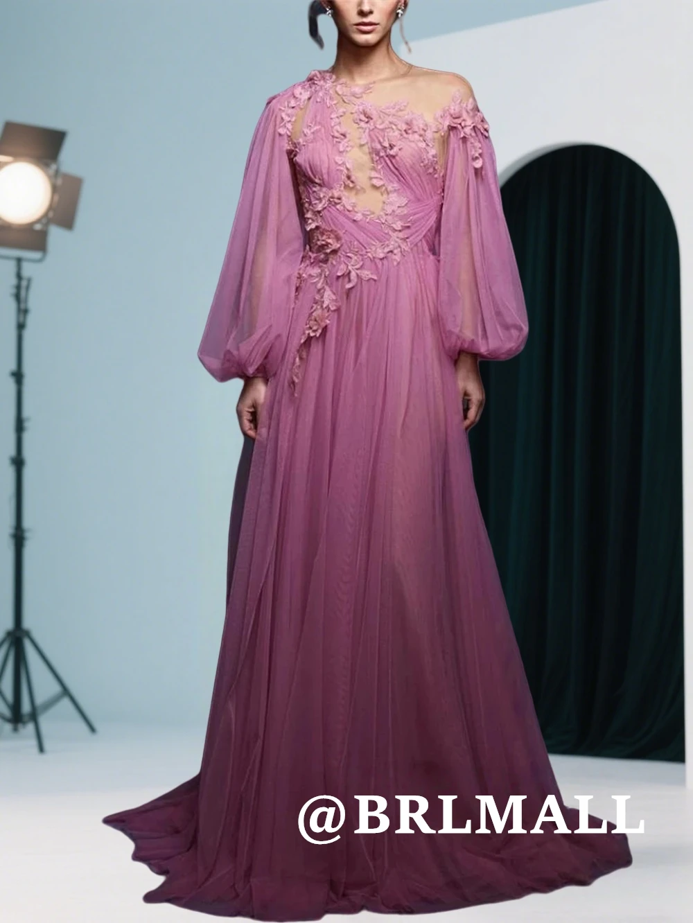 BRLMALL 3D Petal Evening Dresses Cut-Out Full Lantern Sleeves Tulle Long Prom Dress Illusion Backless Cusotmized Colors Gowns
BRLMALL 3D Petal Evening Dresses Cut-Out Full Lantern Sleeves Tulle Long Prom Dress Illusion Backless Cusotmized Colors Gowns