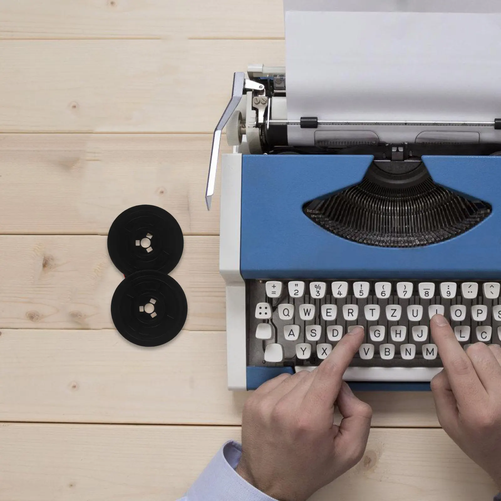 Twin Spool Black Ribbon Manual Replacement Universal Ink Ribbon Stable Clear Printing for Office School Home