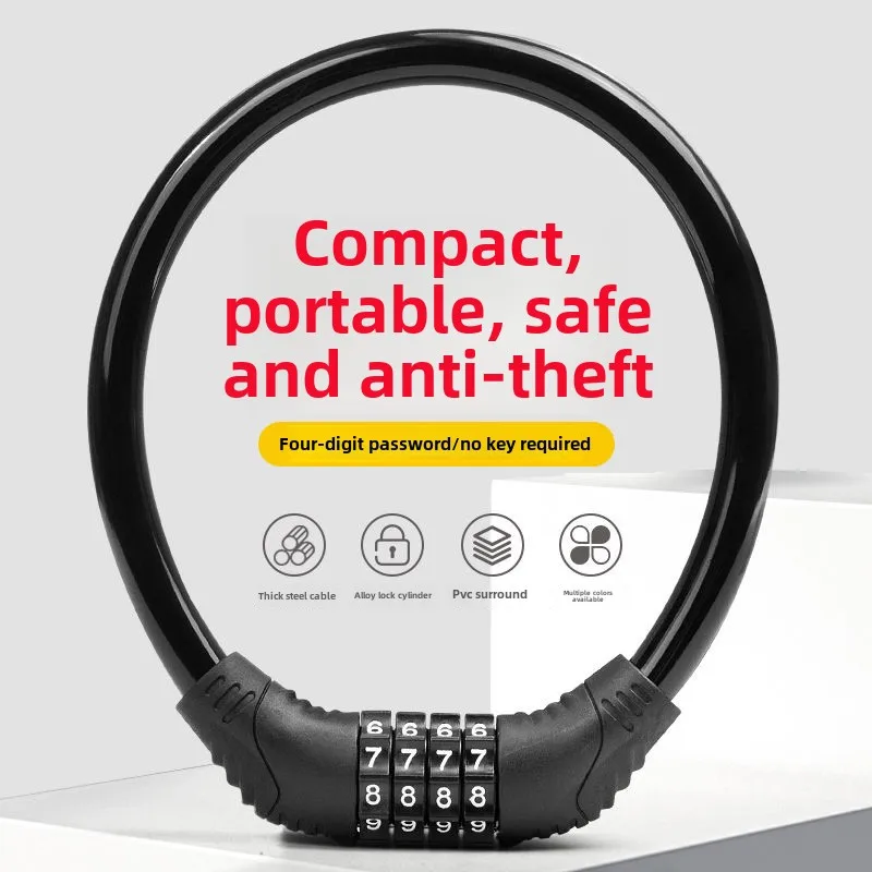Bike Lock Mountain Bike Portable Security 4-digit Code Bike Lock for Bicycle Motorcycle Scooter
Bike Lock Mountain Bike Portable Security 4-digit Code Bike Lock for Bicycle Motorcycle Scooter