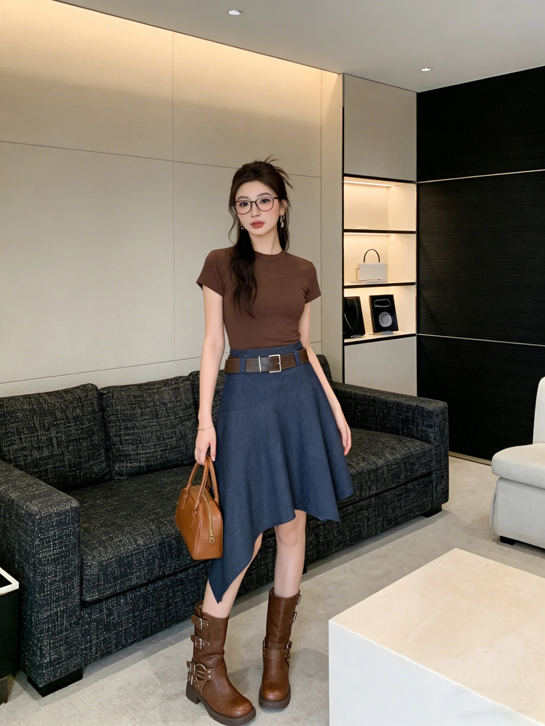 High Waist A-Line Skirt Women's Commuter Style Asymmetrical Korean Version Vintage Blue Jeans Mid-Length Skirt
High Waist A-Line Skirt Women's Commuter Style Asymmetrical Korean Version Vintage Blue Jeans Mid-Length Skirt