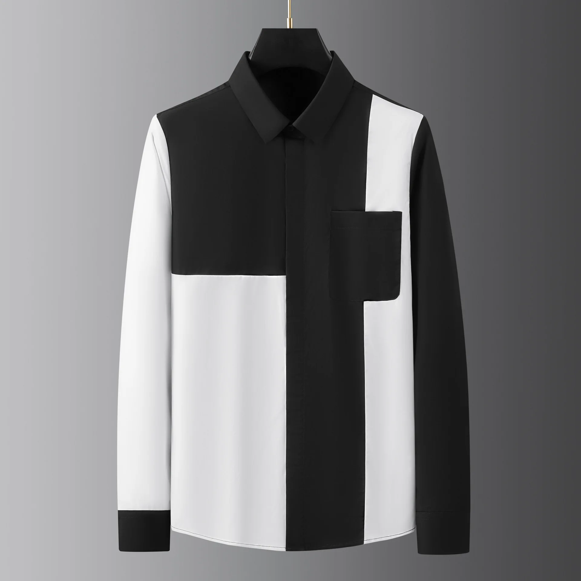 Брендовая лоскутная рубашка, мужская черно-белая рубашка контрастных цветов с длинным рукавом, повседневные деловые классические рубашки, уличная мужская одежда
Брендовая лоскутная рубашка, мужская черно-белая рубашка контрастных цветов с длинным рукавом, повседневные деловые классические рубашки, уличная мужская одежда