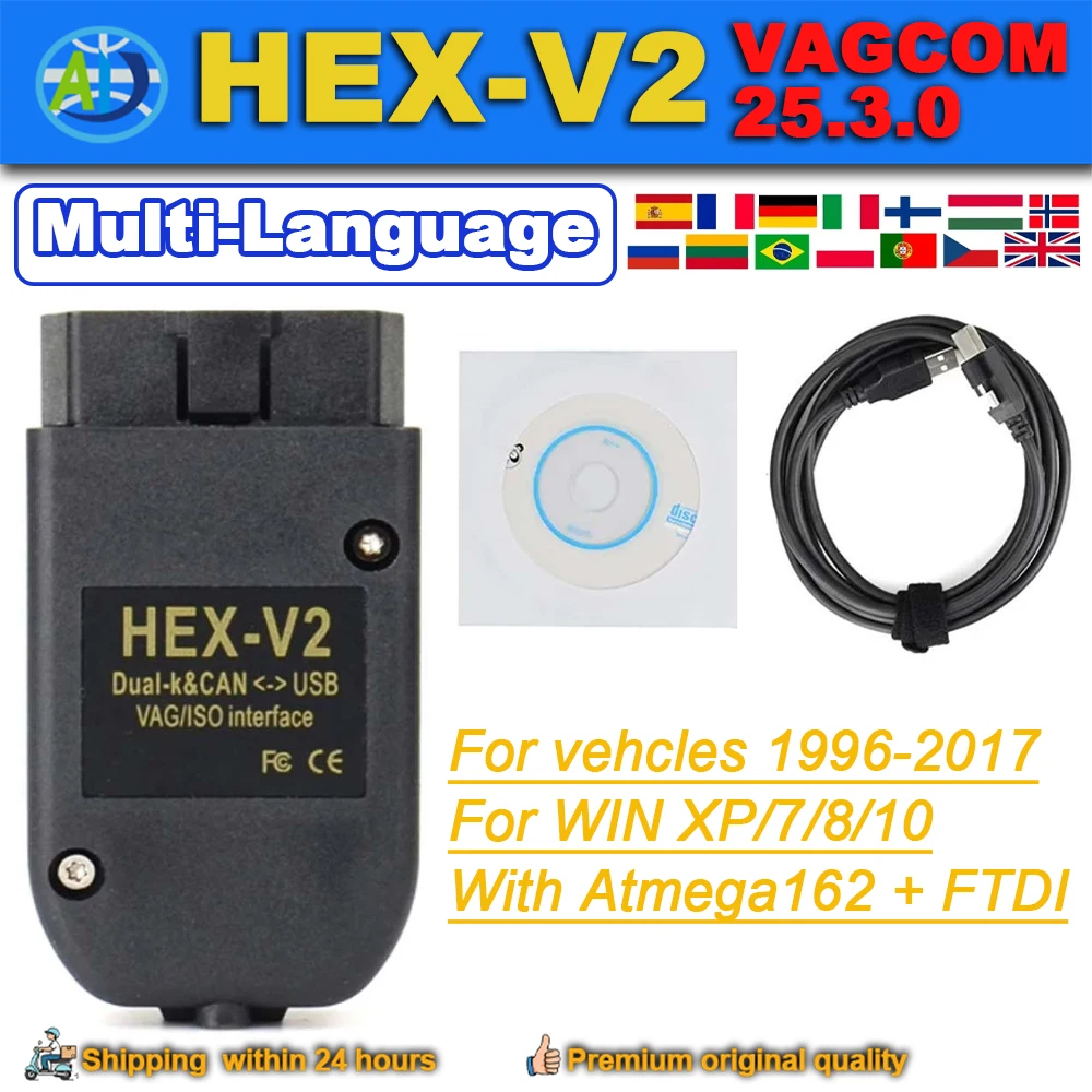 2026 Newest VCDS VAGCOM Interface VAG-HEX V2 Update 25.3 FOR VW For AUDI Skoda Seat Multi-Language VAG COM Car Diagnostic Tool
2026 Newest VCDS VAGCOM Interface VAG-HEX V2 Update 25.3 FOR VW For AUDI Skoda Seat Multi-Language VAG COM Car Diagnostic Tool