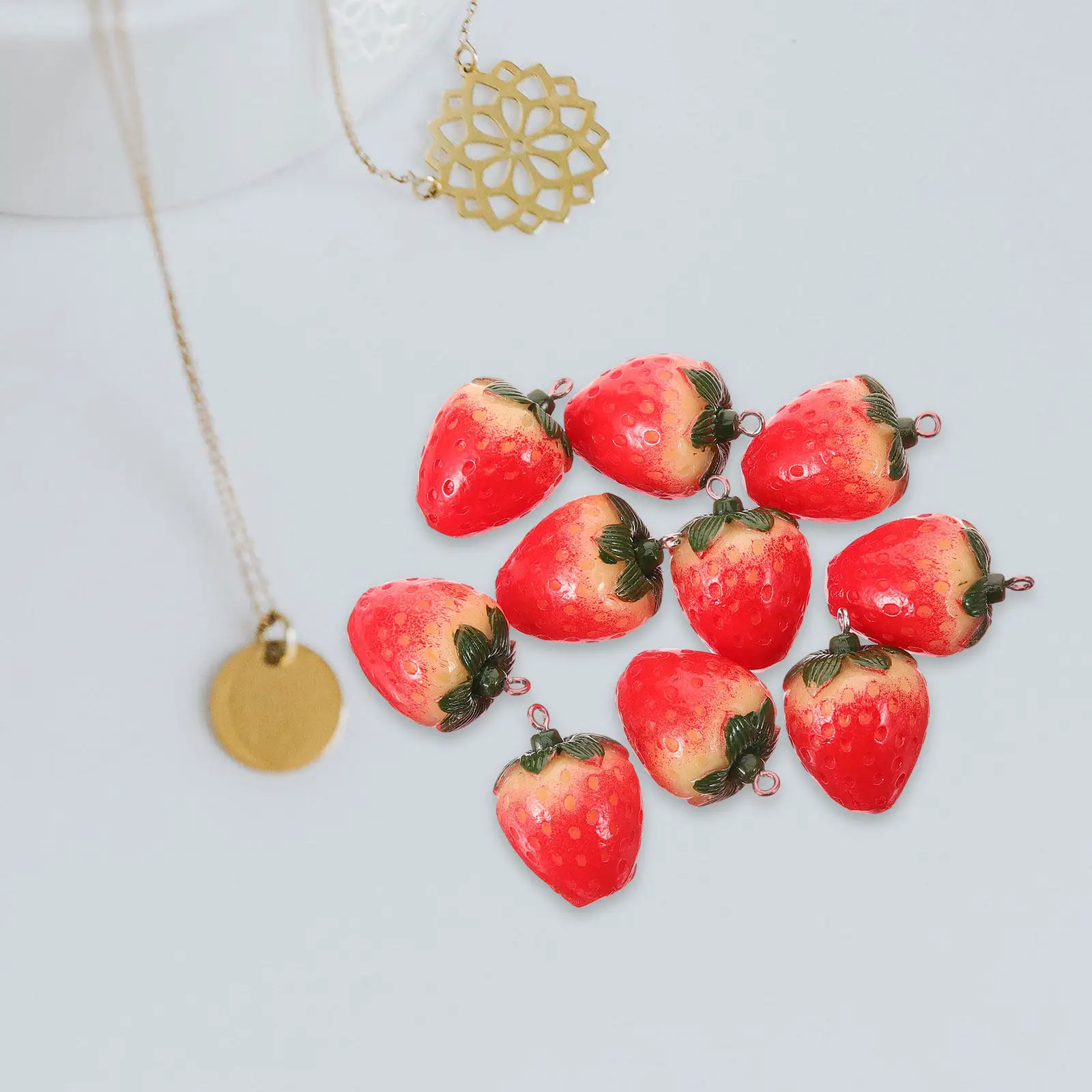 10Pcs DIY Strawberry Charms Resin Fruit Pendants Jewelry Making Supplies for Necklace Bracelet Earring Craft Decoration
10Pcs DIY Strawberry Charms Resin Fruit Pendants Jewelry Making Supplies for Necklace Bracelet Earring Craft Decoration