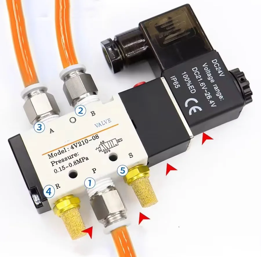 5Pc Pneumatic Electric Solenoid Valve 5 Way 2 Position Control Air Gas Magnetic 4V210-08 12V 24V 220V Coil Volt
5Pc Pneumatic Electric Solenoid Valve 5 Way 2 Position Control Air Gas Magnetic 4V210-08 12V 24V 220V Coil Volt
