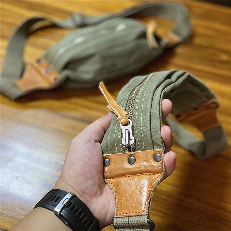 American Retro Style Vintage Canvas with First Layer Cowhide Casual Sports Carry On Crossbody Chest Bag Mobile Phone Bag
American Retro Style Vintage Canvas with First Layer Cowhide Casual Sports Carry On Crossbody Chest Bag Mobile Phone Bag
