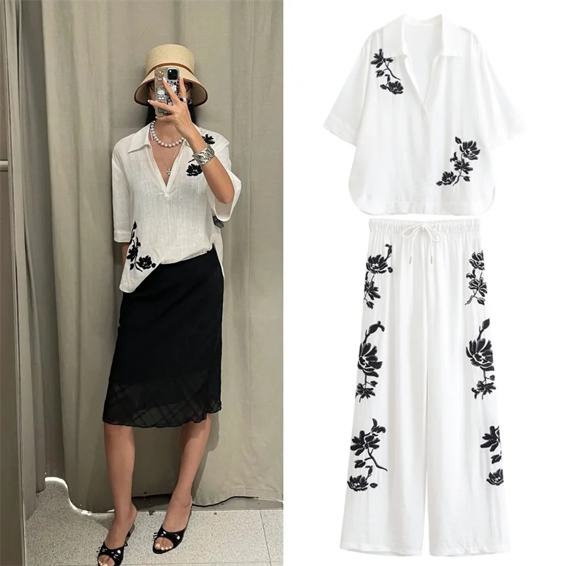 Women's Skirt Summer 2025 New White Short Sleeve Embroidered Pullover Shirt Trouser Set Casual Fashion Slouchy Personality
Women's Skirt Summer 2025 New White Short Sleeve Embroidered Pullover Shirt Trouser Set Casual Fashion Slouchy Personality