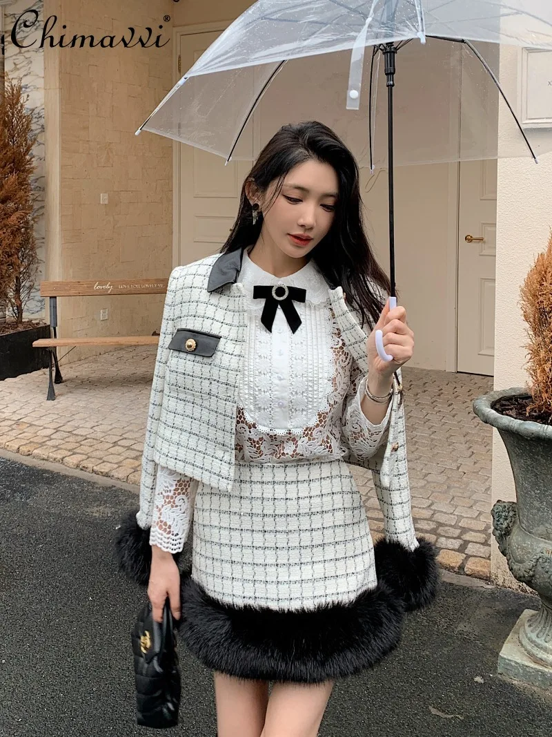 High-end French Fashion White Plaid Tweed Coat High Waist Short Skirt Long Sleeve Dress 2025 Autumn Winter Women's Clothing
High-end French Fashion White Plaid Tweed Coat High Waist Short Skirt Long Sleeve Dress 2025 Autumn Winter Women's Clothing