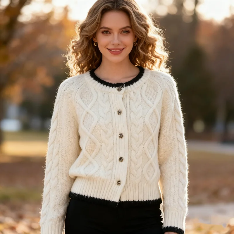 Зимний теплый женский кардиган с длинным рукавом и круглым вырезом, осенний элегантный повседневный вязаный топ, модный свободный трикотаж
Зимний теплый женский кардиган с длинным рукавом и круглым вырезом, осенний элегантный повседневный вязаный топ, модный свободный трикотаж