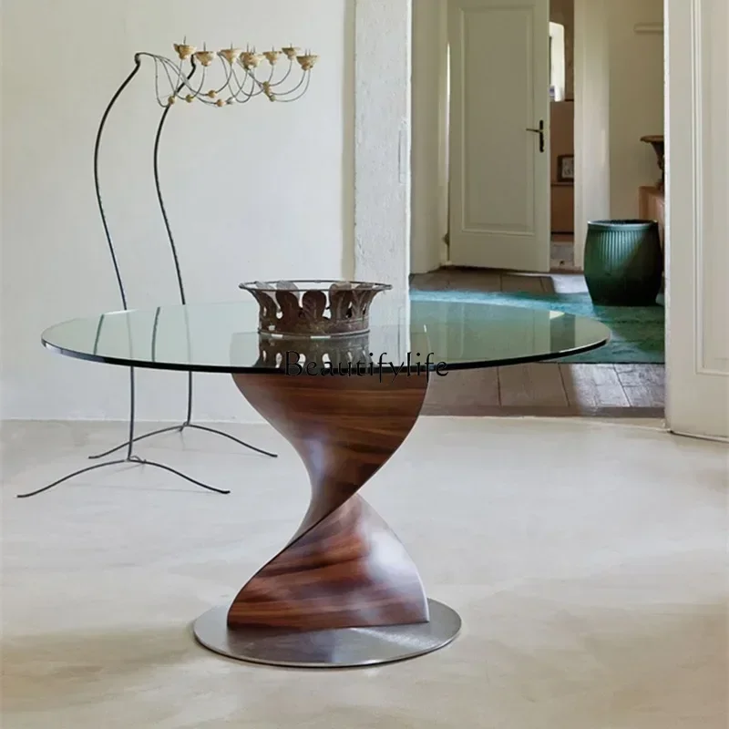 Black Walnut Glass round Dining Table Modern Designer Living Room Tempered Dining Table Minimalistic Square Art
Black Walnut Glass round Dining Table Modern Designer Living Room Tempered Dining Table Minimalistic Square Art