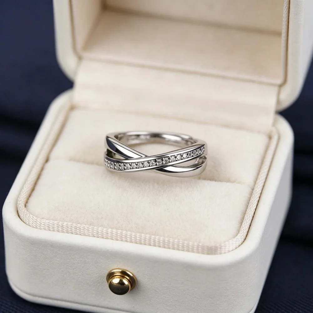 925 Sterling Silver Twist Cross Cubic Zirconia Ring for Women, Simple Wedding Band Stackable Promise Jewelry Gift
925 Sterling Silver Twist Cross Cubic Zirconia Ring for Women, Simple Wedding Band Stackable Promise Jewelry Gift
