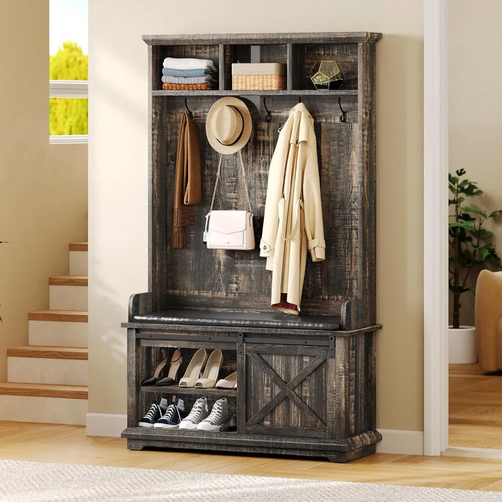 Hall Tree with Shoe Bench and Coat Rack Entryway, Hallway Tree Organizer Storage Bench Cabinet, for Hallway, Entryway
Hall Tree with Shoe Bench and Coat Rack Entryway, Hallway Tree Organizer Storage Bench Cabinet, for Hallway, Entryway