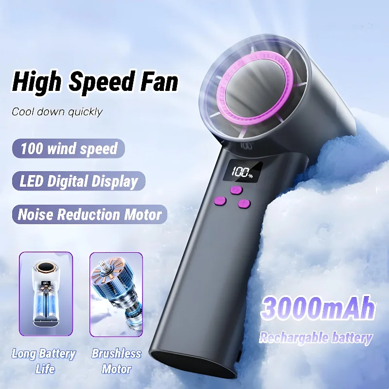 Portable Handheld Turbo Fan 100 Speeds Strong Wind Adjustable Mini Personal Rechargable Fan 3000mah Battery Electric Fan
Portable Handheld Turbo Fan 100 Speeds Strong Wind Adjustable Mini Personal Rechargable Fan 3000mah Battery Electric Fan