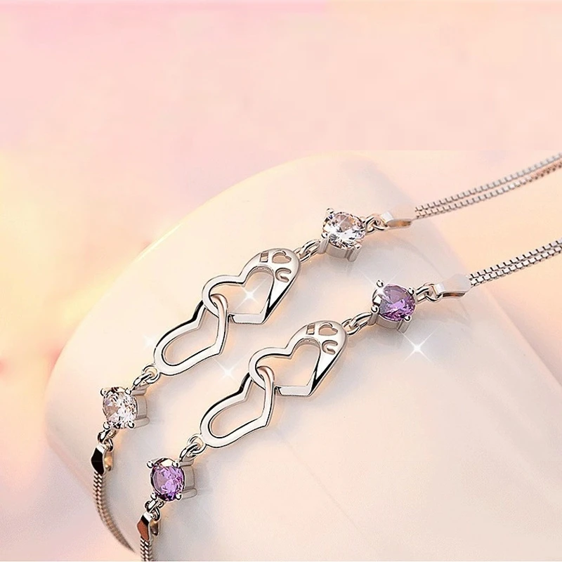 925 Sterling Silver Noble Crystal Romantic Heart Bracelets for Women Fashion Party Wedding Jewelry Christmas Gifts
925 Sterling Silver Noble Crystal Romantic Heart Bracelets for Women Fashion Party Wedding Jewelry Christmas Gifts
