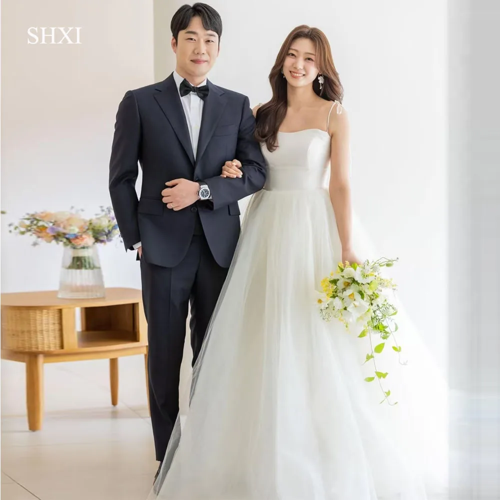 SHXI Elegant Spaghetti Straps Made A-Line Tulle Fashion Wedding Dresses Ivory Korea Brides Gowns Women Bridal Dresses Custom
SHXI Elegant Spaghetti Straps Made A-Line Tulle Fashion Wedding Dresses Ivory Korea Brides Gowns Women Bridal Dresses Custom