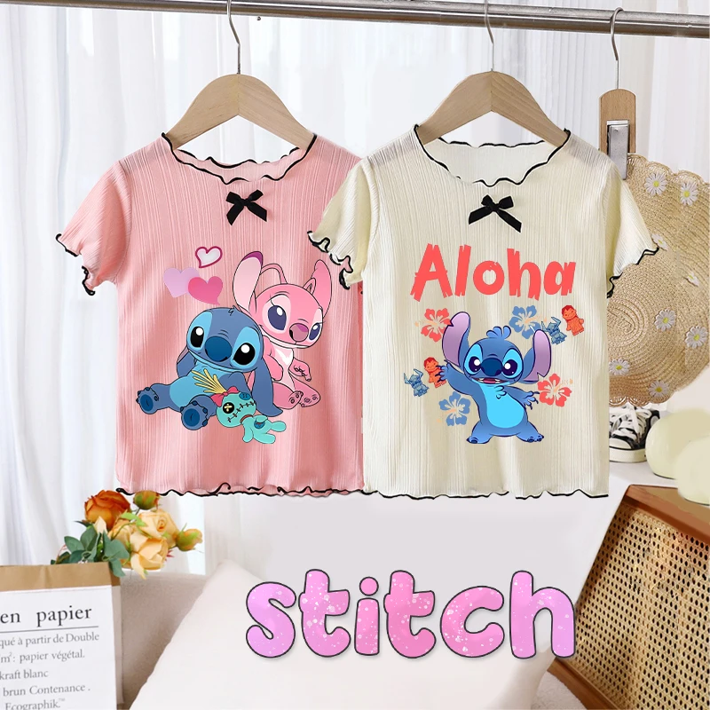 Disney Stitch Ice Silk T-shirts for Girls Anime Cartoon Sweet Short Sleeved Shirt Children Fashion Cute Top Kids Clothes Gifts
Disney Stitch Ice Silk T-shirts for Girls Anime Cartoon Sweet Short Sleeved Shirt Children Fashion Cute Top Kids Clothes Gifts