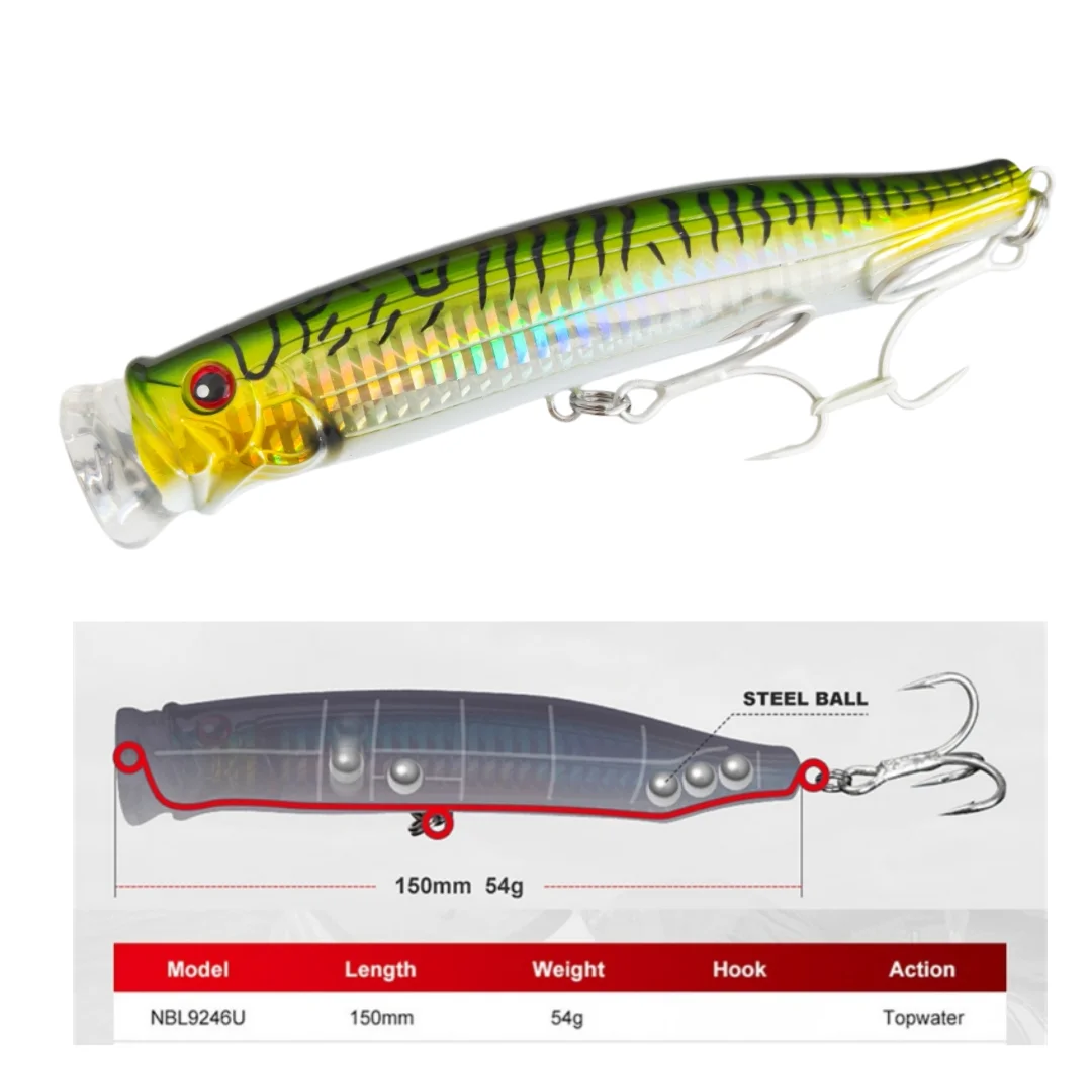 54g Heavy Popper Lure 150mm 3pcs Set, Noeby Topwater Walking Bait for Big Predator Fish, Saltwater Surface Fishing Lures
54g Heavy Popper Lure 150mm 3pcs Set, Noeby Topwater Walking Bait for Big Predator Fish, Saltwater Surface Fishing Lures