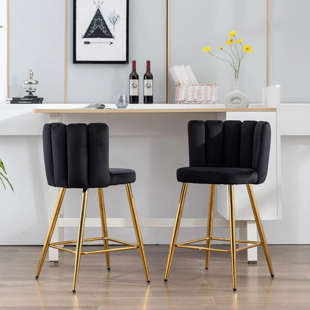 Velvet 26" Counter Height Barstools Set of 4 Modern Kitchen Stools Upholstered Bar Stool Chairs with Gold Metal Legs for Kitchen
Velvet 26" Counter Height Barstools Set of 4 Modern Kitchen Stools Upholstered Bar Stool Chairs with Gold Metal Legs for Kitchen