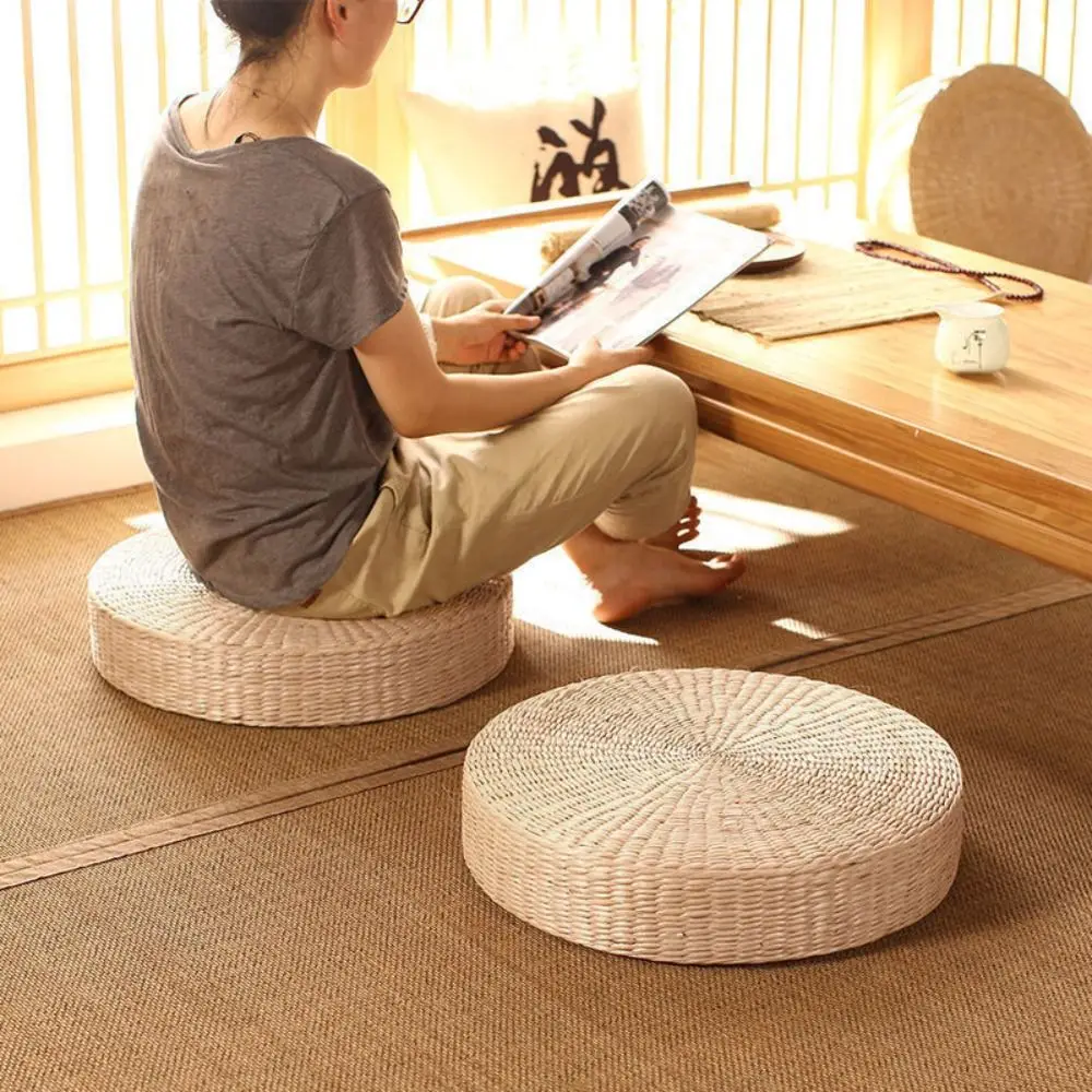Durable Japanese Style Natural Straw Futon Cushion Round Handmade Tatami Cushion Woven Floor Mat Home 
Durable Japanese Style Natural Straw Futon Cushion Round Handmade Tatami Cushion Woven Floor Mat Home