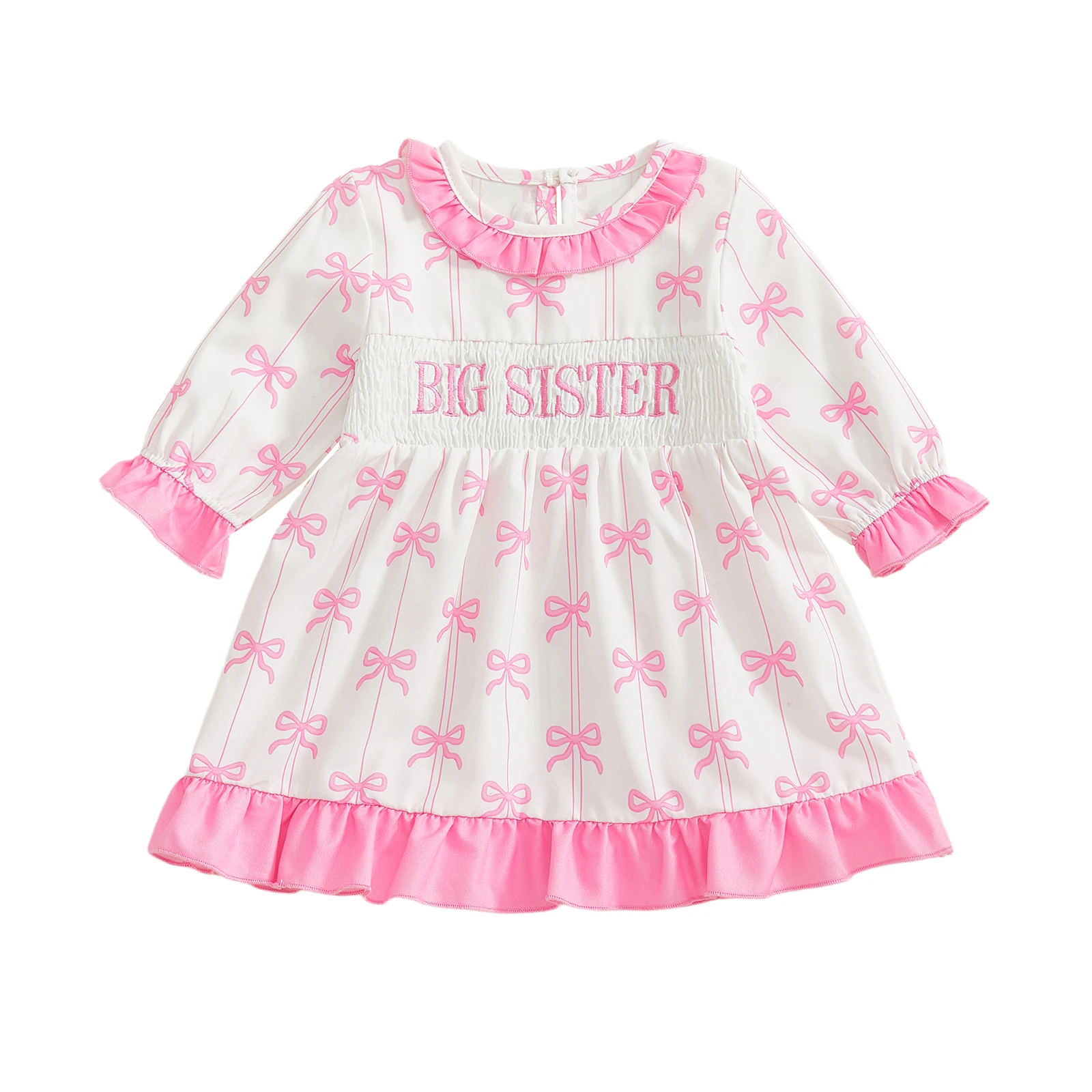Платье с бантом и принтом для маленьких девочек, платье с рюшами и круглым вырезом, длинными рукавами и вышивкой букв
Платье с бантом и принтом для маленьких девочек, платье с рюшами и круглым вырезом, длинными рукавами и вышивкой букв