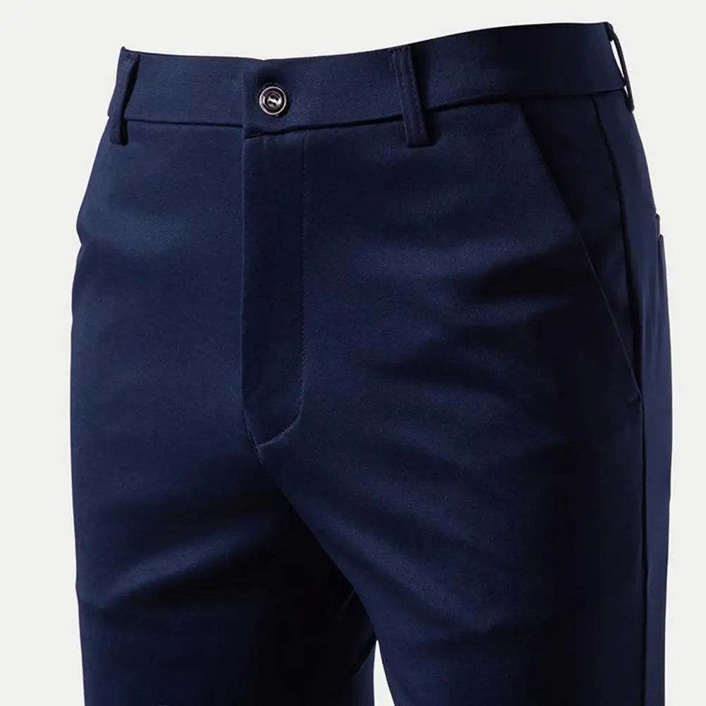 Straight-leg Dress Pants Button Zipper Closure Trousers Stylish Men's Slim Fit Suit Pants Solid Color Zipper/button for Office
Straight-leg Dress Pants Button Zipper Closure Trousers Stylish Men's Slim Fit Suit Pants Solid Color Zipper/button for Office