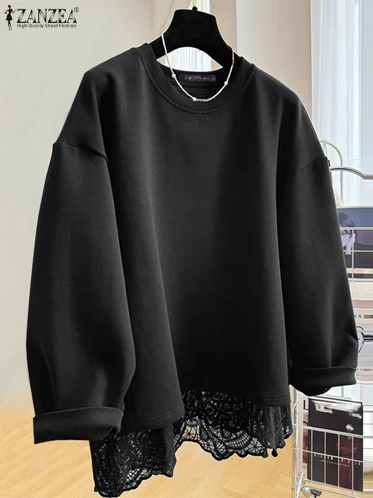 ZANZEA Casual Loose O-neck Long Sleeve Pullover Women Solid Color Hoodies Fashion Lace Patchwork Sweatshirts 2025 Spring Tops
ZANZEA Casual Loose O-neck Long Sleeve Pullover Women Solid Color Hoodies Fashion Lace Patchwork Sweatshirts 2025 Spring Tops