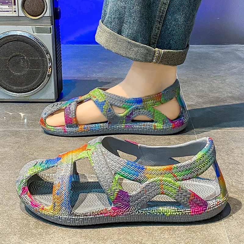 Summer Men's Sandals Casual Woven Roman Shoes Driving Sport Anti-slip Water Beach Slip-resistant Flat Heel Color Block EVA Sole
Summer Men's Sandals Casual Woven Roman Shoes Driving Sport Anti-slip Water Beach Slip-resistant Flat Heel Color Block EVA Sole