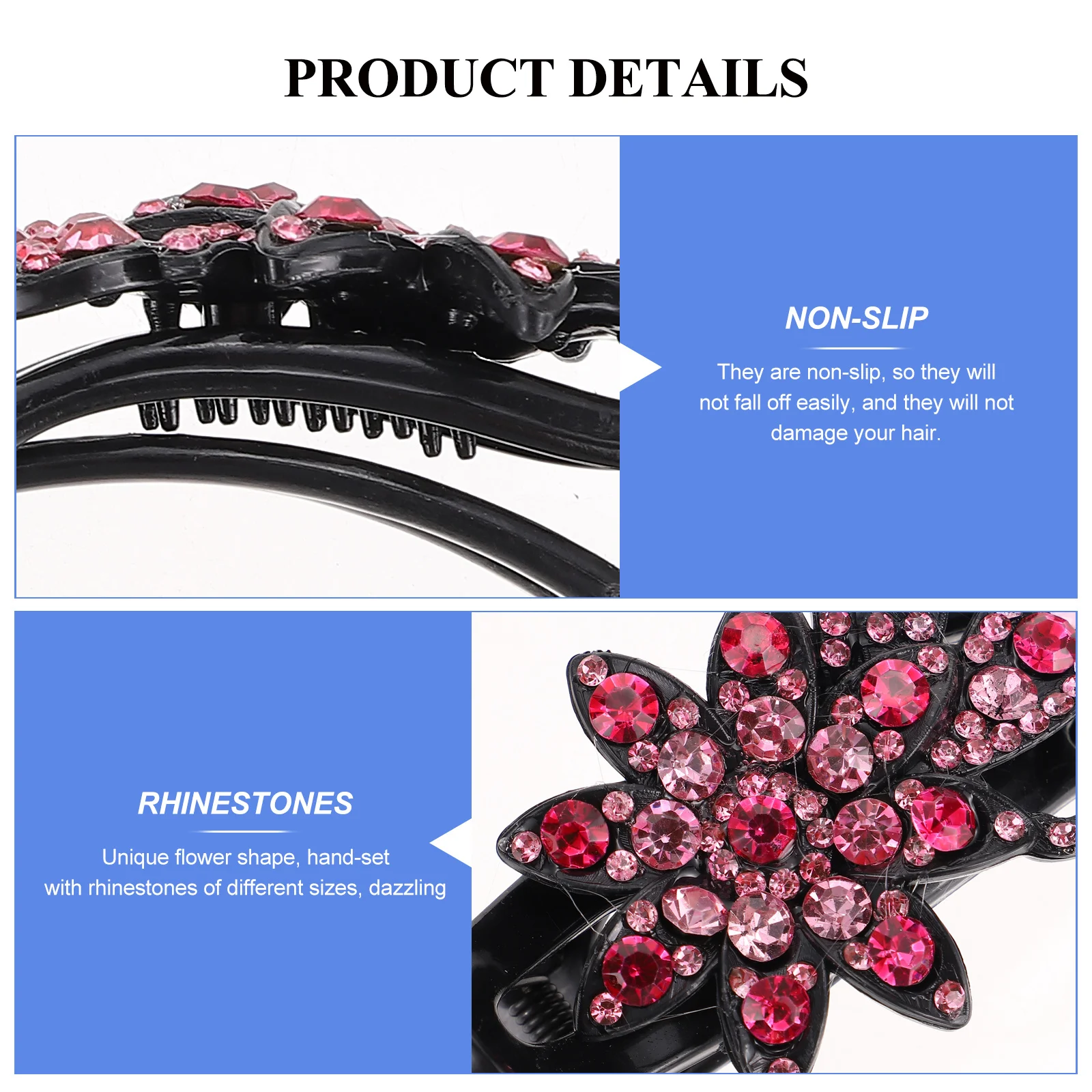 4Pcs Hair Claw Clip Duckbill Rhinestone Flower Non-Slip Ponytail Hair Clasp Clips for Daily Party Use Duckbill Clip
4Pcs Hair Claw Clip Duckbill Rhinestone Flower Non-Slip Ponytail Hair Clasp Clips for Daily Party Use Duckbill Clip
