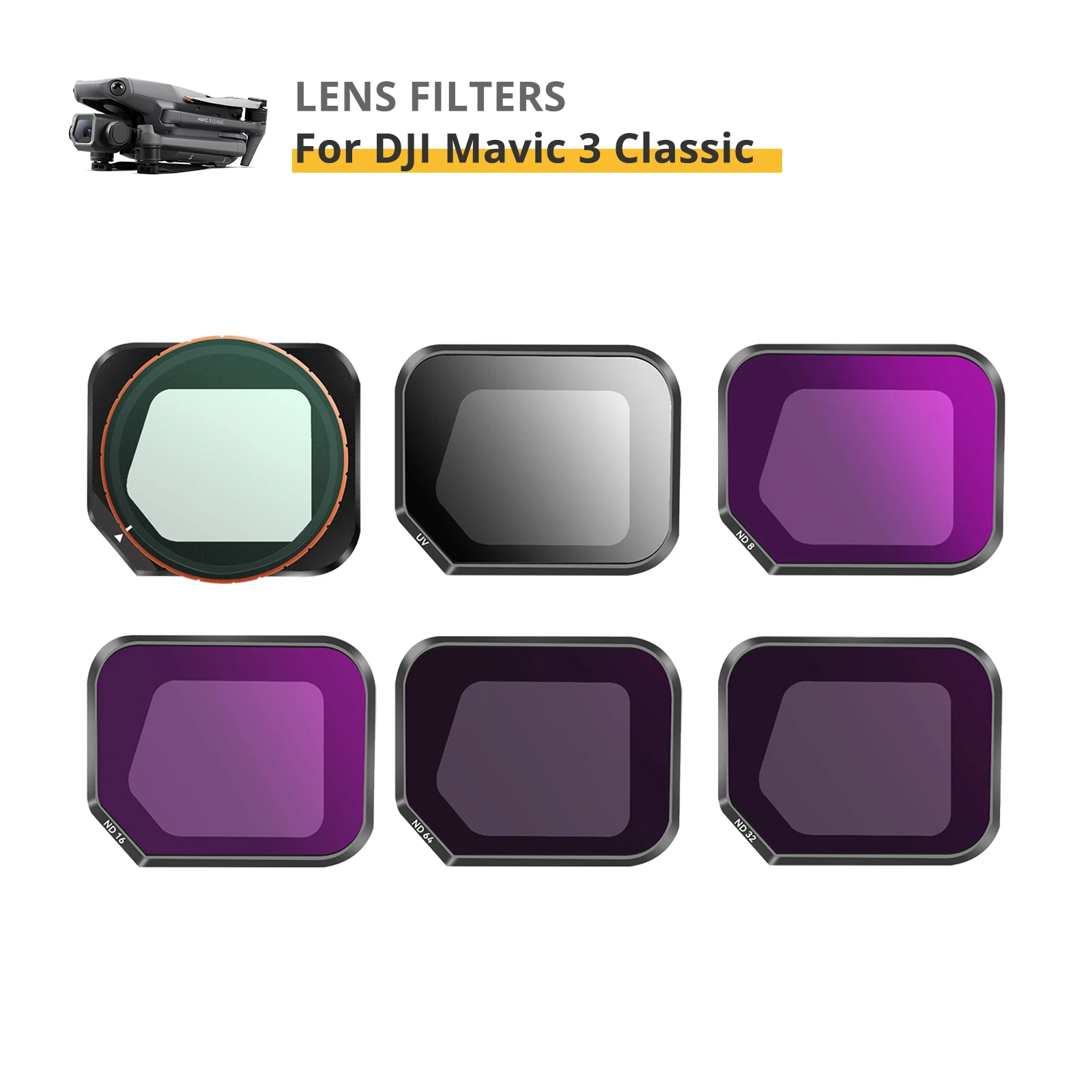 CPL ND Filters for DJI MAVIC 3 Classic UV Filter Set ND8 ND16 ND32 Polarizing Filters Aluminum Frame Drone Accessories
CPL ND Filters for DJI MAVIC 3 Classic UV Filter Set ND8 ND16 ND32 Polarizing Filters Aluminum Frame Drone Accessories