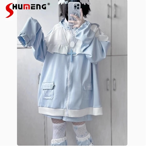 Women's Subculture Y2k Mine Original Cute Sweet Cat Ear Hooded Shorts Set Girl Loose Slim Women Three Pieces Set Autumn New 2024
Women's Subculture Y2k Mine Original Cute Sweet Cat Ear Hooded Shorts Set Girl Loose Slim Women Three Pieces Set Autumn New 2024