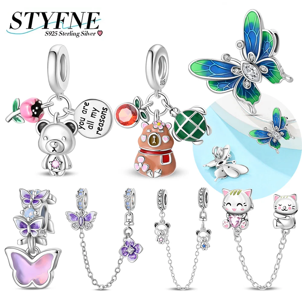 Charms 925 Silver Butterfly Flower Kitty Safety Chain Pendant Color Butterfly Beads Fit DIY Original Bracelet Women Jewelry Gift
Charms 925 Silver Butterfly Flower Kitty Safety Chain Pendant Color Butterfly Beads Fit DIY Original Bracelet Women Jewelry Gift