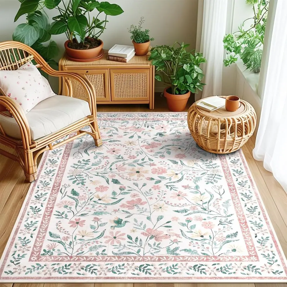 Boho Area Rugs for Living Room, Machine Washable Floral Carpets, Non-Slip Soft Rugs for Kids, Nursery, Dining & Entryway, Pink
Boho Area Rugs for Living Room, Machine Washable Floral Carpets, Non-Slip Soft Rugs for Kids, Nursery, Dining & Entryway, Pink