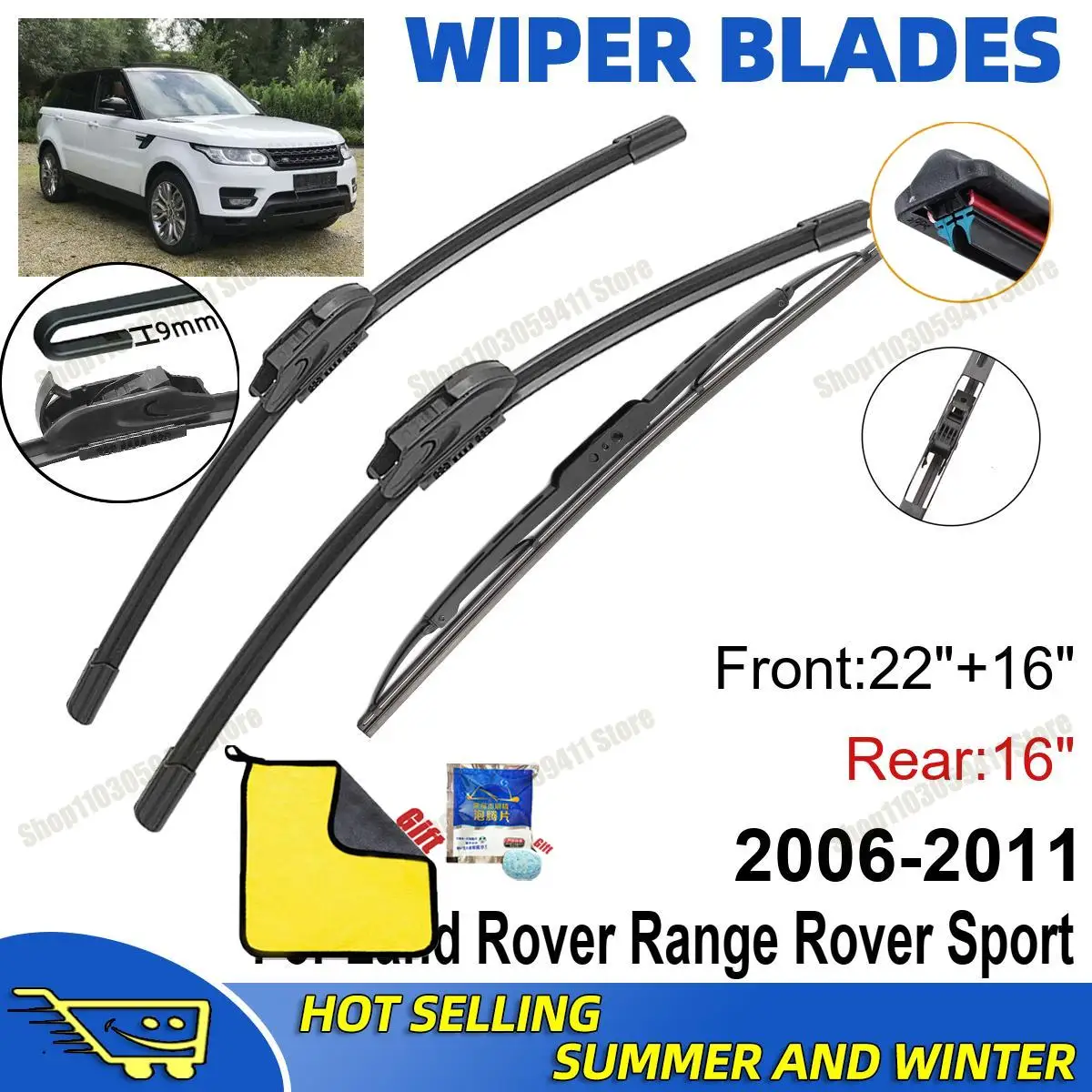 3PCS For Land Rover Range Rover Sport 2006-2011 22" + 16"+ 16" Front Rear Wiper Blades Windshield Windscreen Window Cutter
3PCS For Land Rover Range Rover Sport 2006-2011 22" + 16"+ 16" Front Rear Wiper Blades Windshield Windscreen Window Cutter