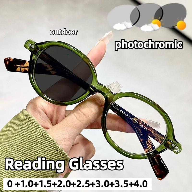 Retro Oval Frame Photochromic Presbyopia Glasses Neutral Fashion Anti-blue Light High-definition Reading Glasses 0 To +4.0
Retro Oval Frame Photochromic Presbyopia Glasses Neutral Fashion Anti-blue Light High-definition Reading Glasses 0 To +4.0