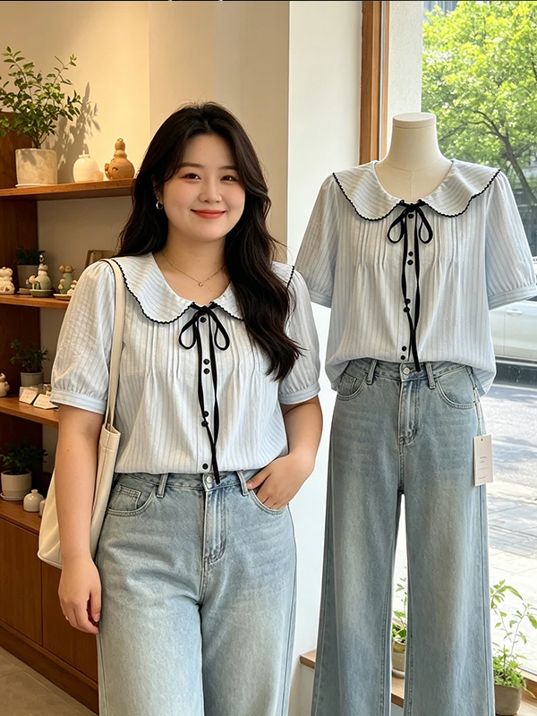 Loose Women's Shirt Summer 2026 New Design Large Size Doll Collar Texture Versatile Top Korean Style Commute Thin Short Sleeve
Loose Women's Shirt Summer 2026 New Design Large Size Doll Collar Texture Versatile Top Korean Style Commute Thin Short Sleeve