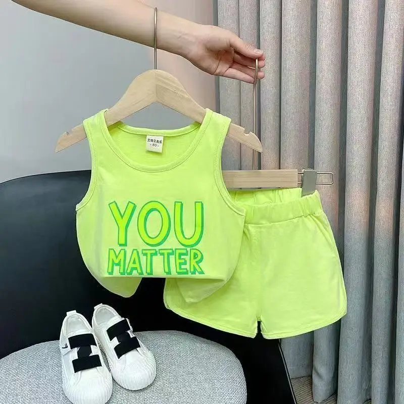 Children's Summer Tank Top Set 2025 New Style Two piece Set of Sleeveless Short Sleeve Shorts for Boys and Girls Children
Children's Summer Tank Top Set 2025 New Style Two piece Set of Sleeveless Short Sleeve Shorts for Boys and Girls Children