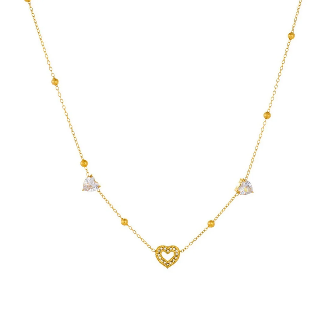 Punk Fashion Zirconia Love Heart Charm Pendant Female Gold Color Stainless Steel Bead Chain Choker Necklace for Women Jewelry
Punk Fashion Zirconia Love Heart Charm Pendant Female Gold Color Stainless Steel Bead Chain Choker Necklace for Women Jewelry