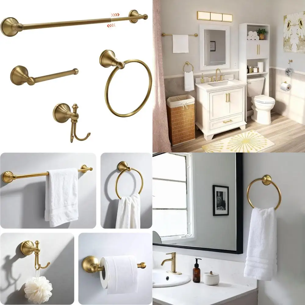 Adjustable Antique Brass Bathroom Towel Bar Set, 16-27.7 Wall Mounted Brushed Brass Hardware
Adjustable Antique Brass Bathroom Towel Bar Set, 16-27.7 Wall Mounted Brushed Brass Hardware