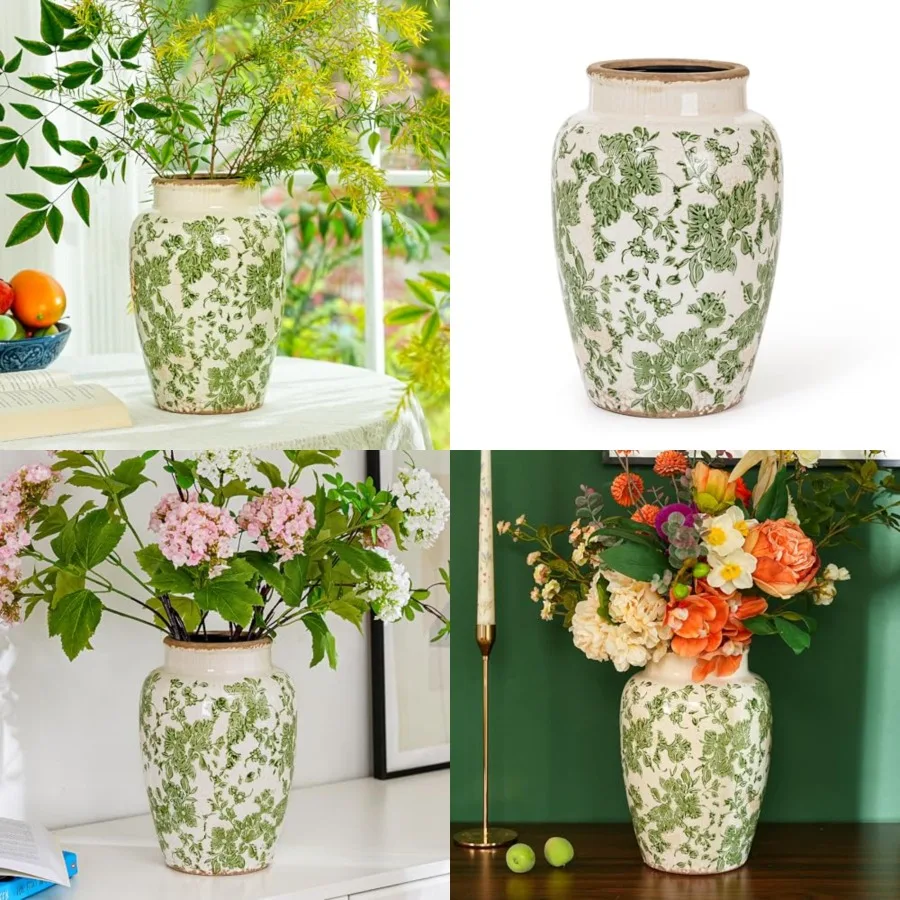 Ceramic Flower Vase, Vintage Ice Cracked Glaze Porcelain Vase, Pretty Home Decor Vase for Flower Arrangement, Fresh Flowers, 10
Ceramic Flower Vase, Vintage Ice Cracked Glaze Porcelain Vase, Pretty Home Decor Vase for Flower Arrangement, Fresh Flowers, 10