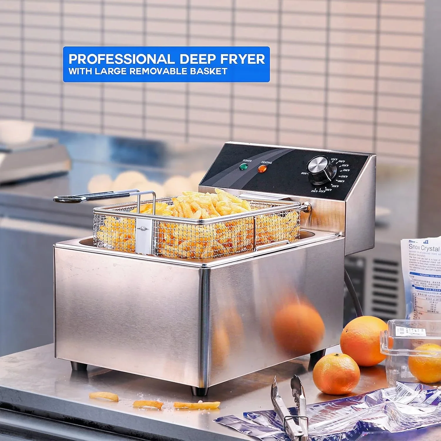 Electric Deep Fryer Countertop Deep Fryer with Basket and Lid Capacity 10L(10.5QT) Stainless Steel Single Tank Fryer
Electric Deep Fryer Countertop Deep Fryer with Basket and Lid Capacity 10L(10.5QT) Stainless Steel Single Tank Fryer