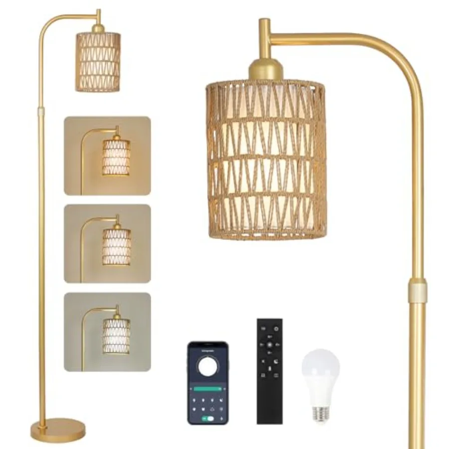 Modern Floor Lamps for Living Room Boho Rattan Floor Lamp with Remote and Dimmable LED Bulb Farmhouse Standing Lamp with Rattan
Modern Floor Lamps for Living Room Boho Rattan Floor Lamp with Remote and Dimmable LED Bulb Farmhouse Standing Lamp with Rattan