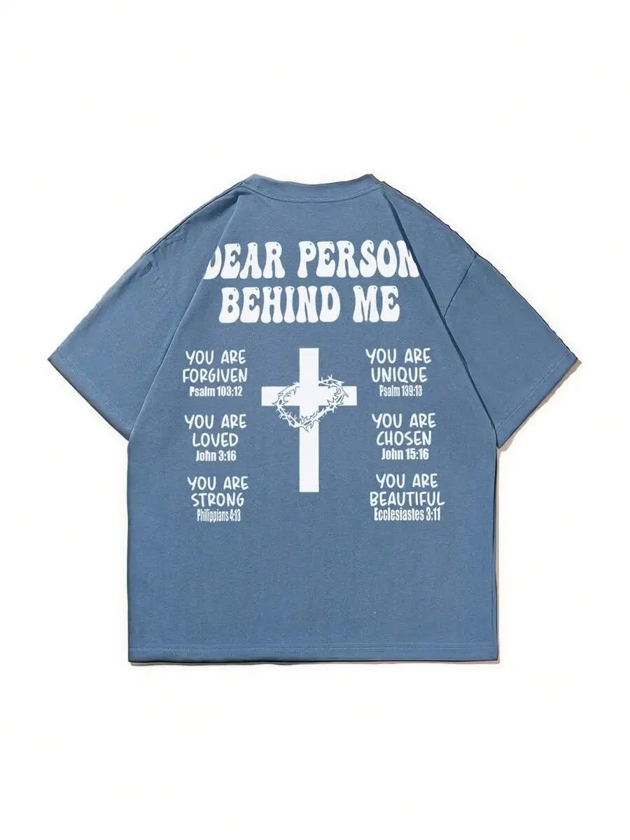Mens Casual Short Sleeve T-Shirt With Bible Verse And Cross Print
Mens Casual Short Sleeve T-Shirt With Bible Verse And Cross Print
