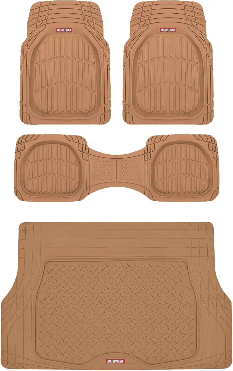 Heavy Duty All Weather Floor Mats for Cars Trucks SUVs, Full Set Front Rear Cargo Trim-To-Fit Deep Dish Rubber Mats in Beige
Heavy Duty All Weather Floor Mats for Cars Trucks SUVs, Full Set Front Rear Cargo Trim-To-Fit Deep Dish Rubber Mats in Beige