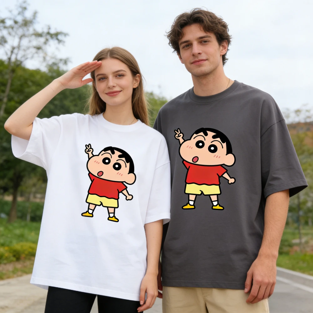 2026 New Peace Sign Shinchan Print Couple T-Shirts Cute Anime Cartoon Matching Tees Loose Fit Casual Cotton Short Sleeve Tops
2026 New Peace Sign Shinchan Print Couple T-Shirts Cute Anime Cartoon Matching Tees Loose Fit Casual Cotton Short Sleeve Tops