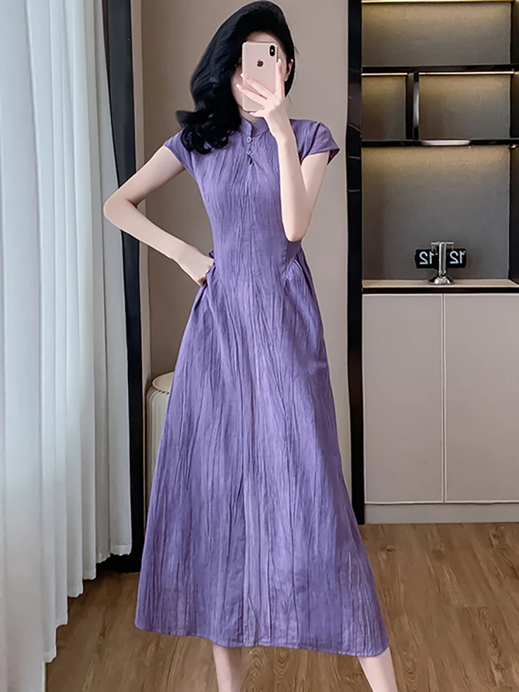 Summer Purple Chic Pleated Bodycon Long Dress Gown Summer Short Sleeve Elegant Casual Prom Clohtes 2024 Korean Luxury Vestidos
Summer Purple Chic Pleated Bodycon Long Dress Gown Summer Short Sleeve Elegant Casual Prom Clohtes 2024 Korean Luxury Vestidos